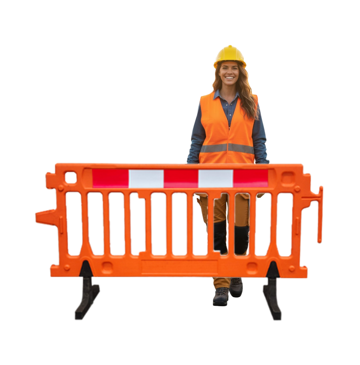 6.5 FT Plastic Crowd Control Barriers | Orange Crowd Pro Reflective
