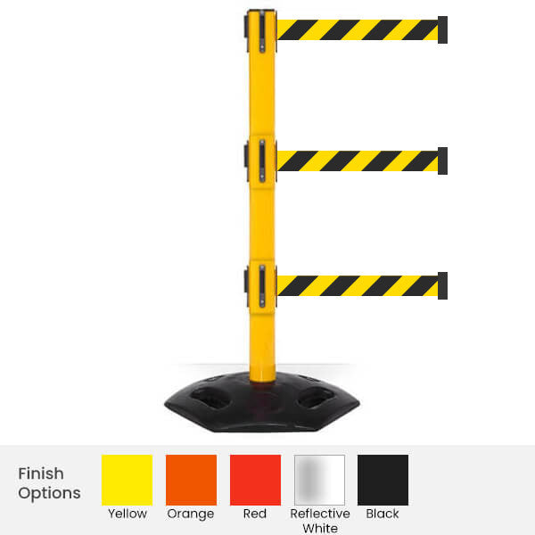 Safety Triple Retractable Belt Barrier 11 / 13 Foot Belt Posts
