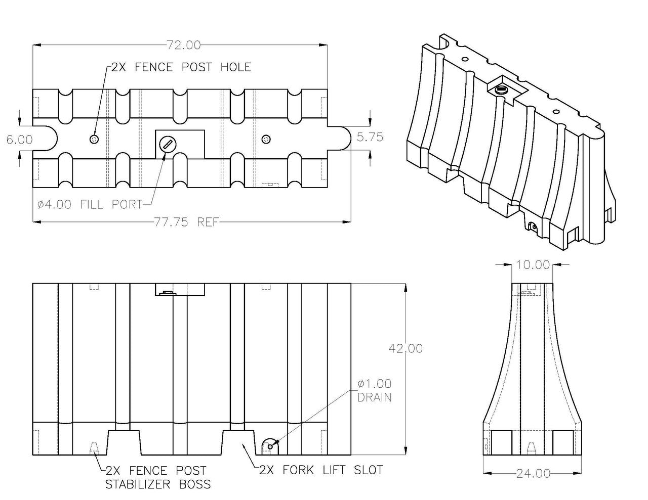 Plastic Jersey Barrier 42 H x 72 L 100 lb Jersey Barriers Epic Crowd Control