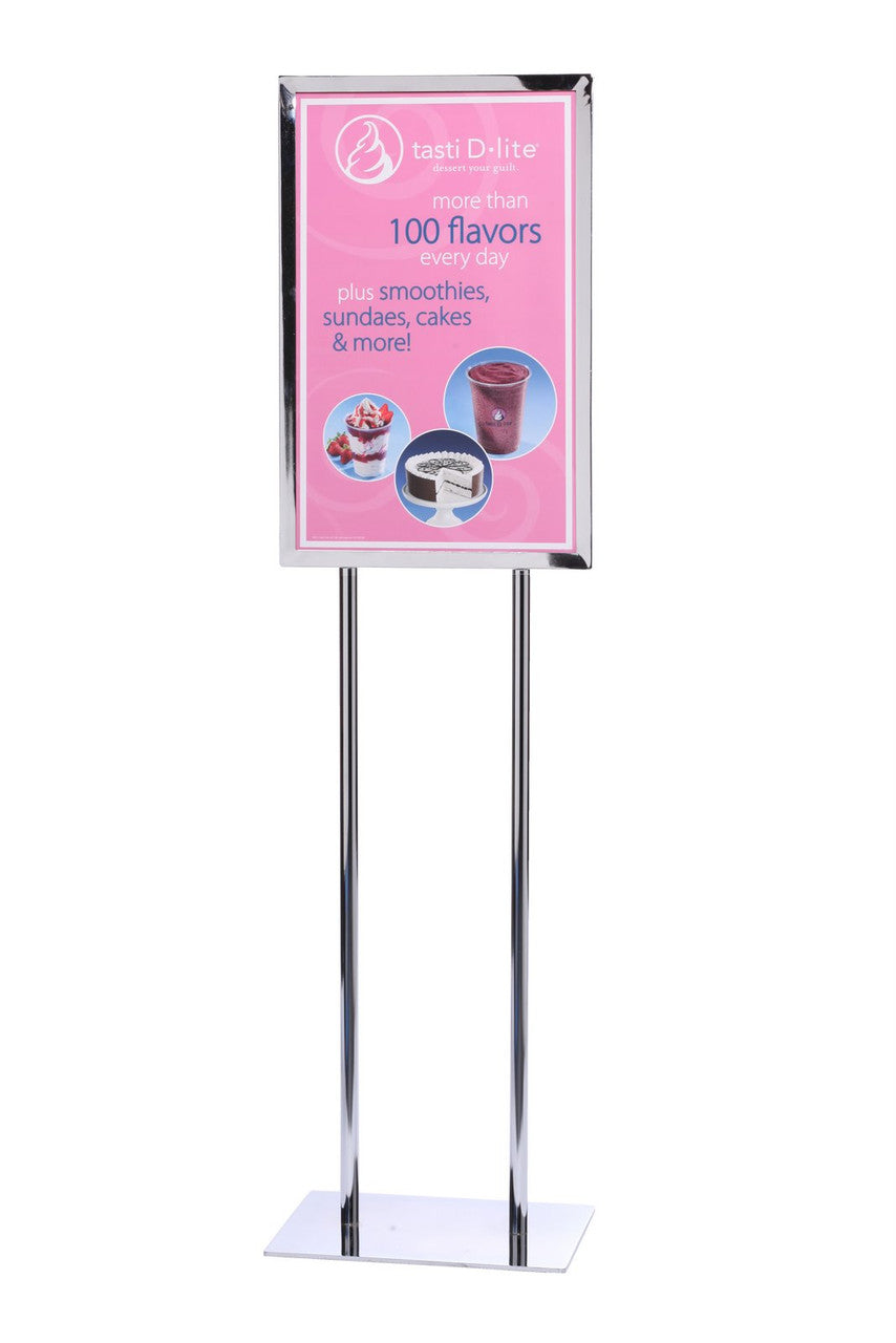 Vertical Poster Stand Frame 14" x 22" Polished Chrome Finish