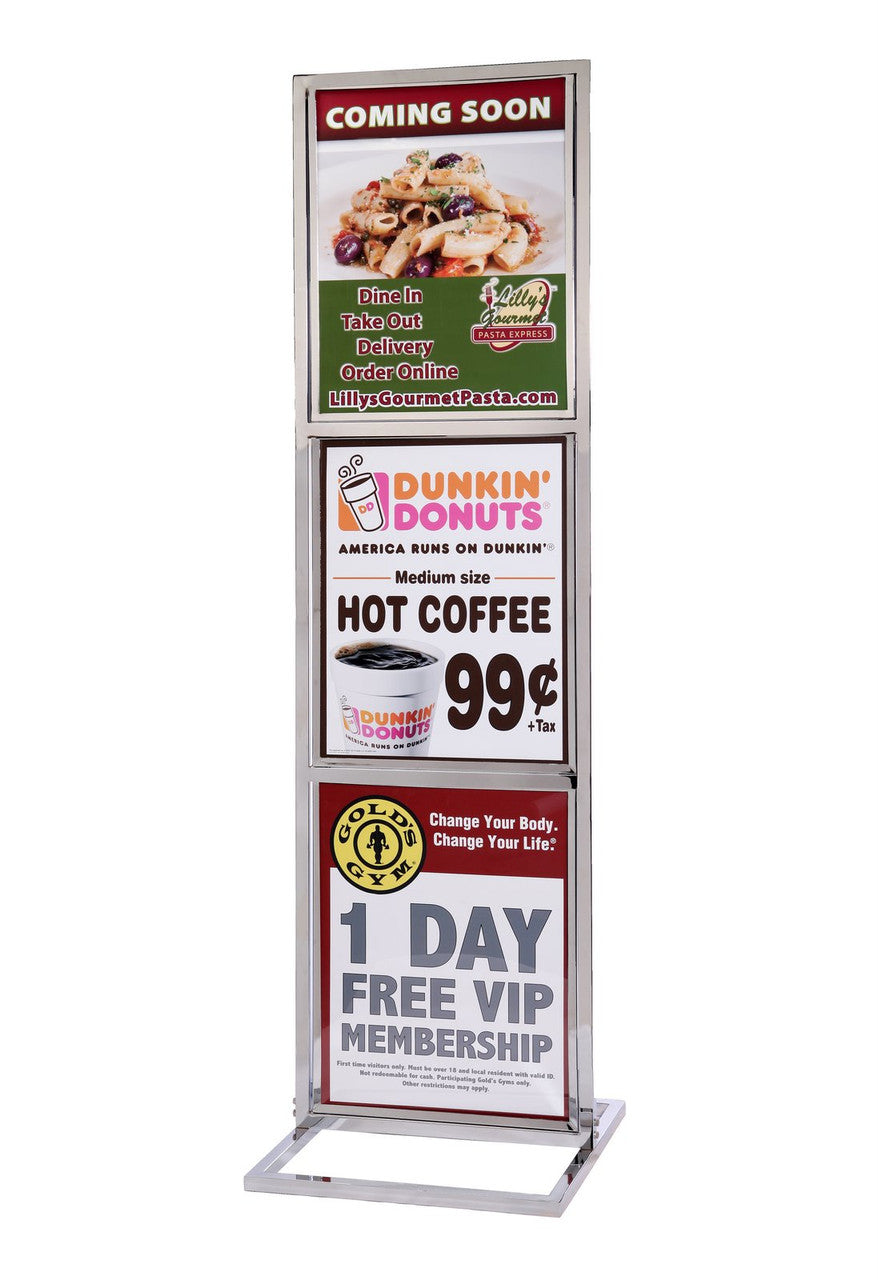 Triple Frame Sign Stand 22" x 28" Square Tube Frame
