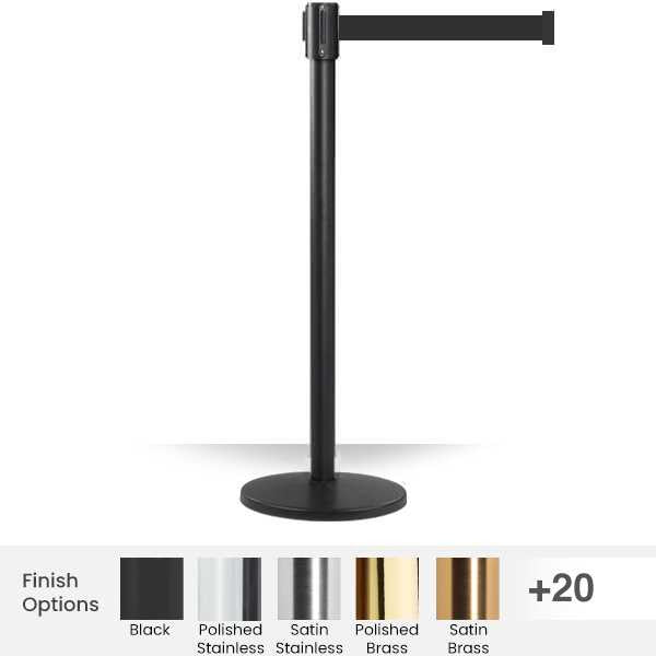 Pro Retractable Belt Barrier Stanchion 11 / 13 Ft Belt - Slim Line Post Single Line Belt Posts