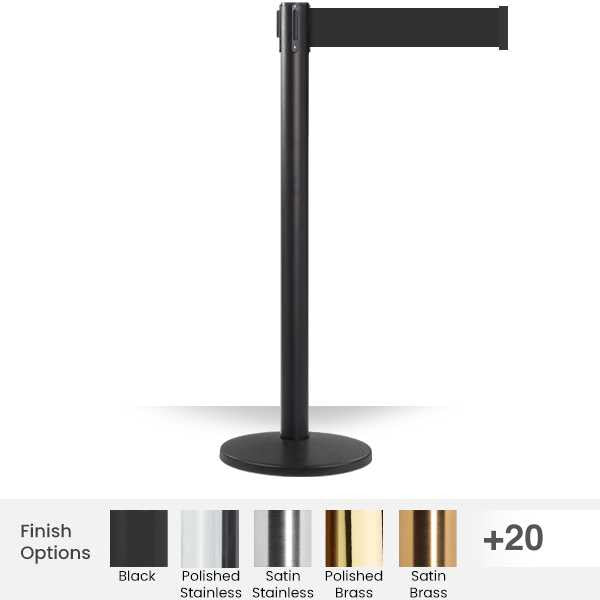 Pro Retractable Belt Barrier Stanchion | 3" Wide Belt | 11 Foot Belt Posts Single Line Belt Posts Epic Crowd Control
