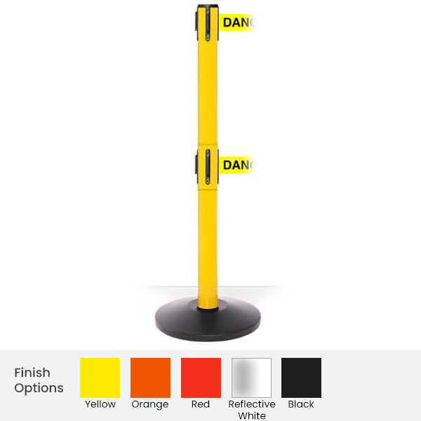 Pro Safety Twin Retractable Belt Barrier 11 / 13 Foot Belt Posts Retractable Belt Barriers Epic Crowd Control