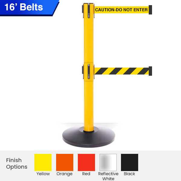 Pro Safety Twin Retractable Belt Barrier | 16 Foot Belt Posts Retractable Belt Barriers Epic Crowd Control