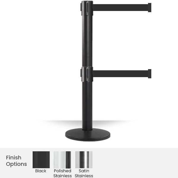 Pro Twin Retractable Belt Barrier Stanchions | 16 Foot ADA Belt Posts Stanchions Epic Crowd Control
