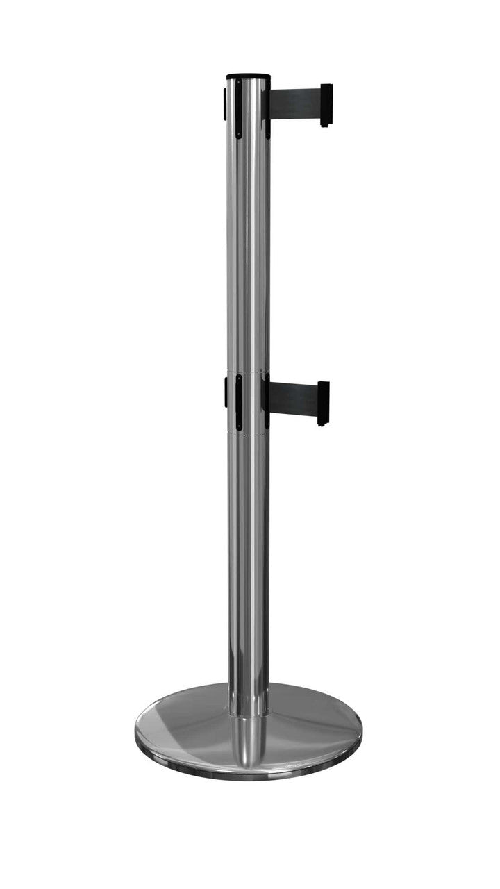 Pro Twin Retractable Belt Barrier Stanchions | 16 Foot ADA Belt Posts Stanchions Epic Crowd Control