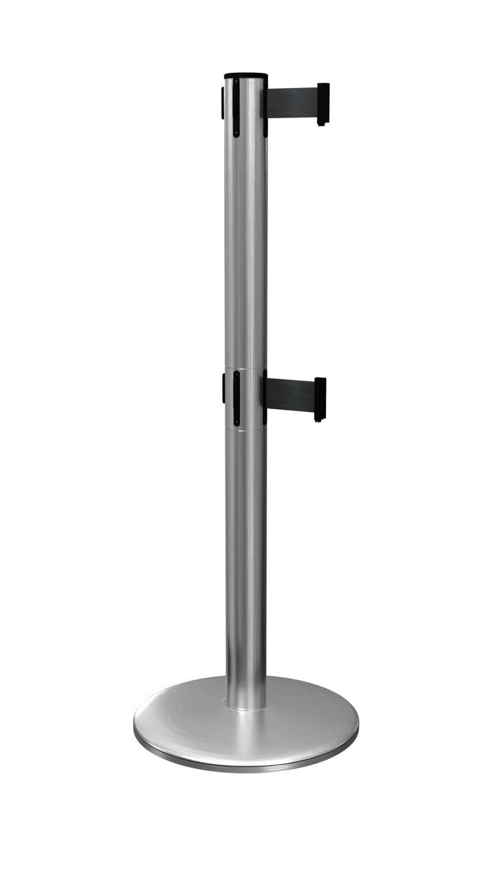Pro Twin Retractable Belt Barrier Stanchions | 16 Foot ADA Belt Posts Stanchions Epic Crowd Control