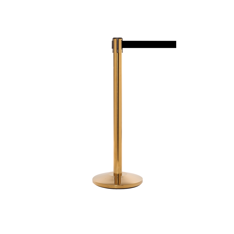 Queue Master Polished Brass Retractable Stanchion