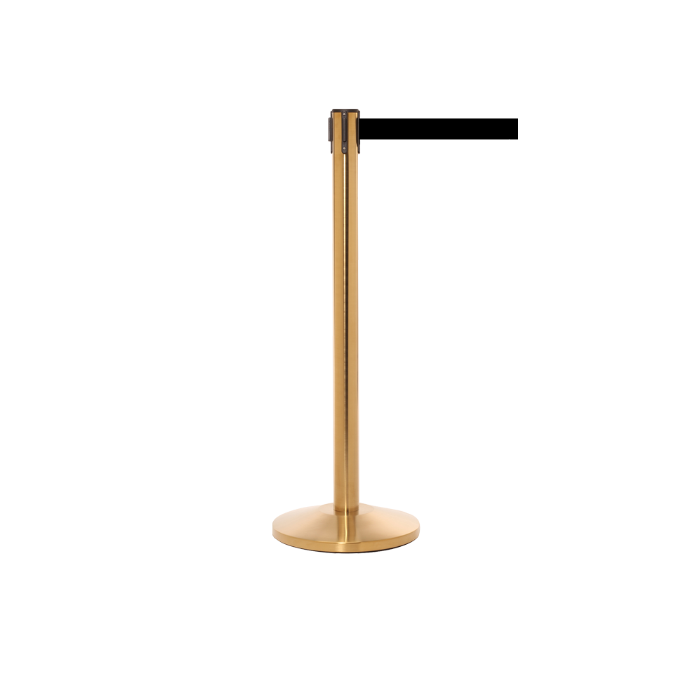 Queue Master Satin Brass Retractable Stanchion