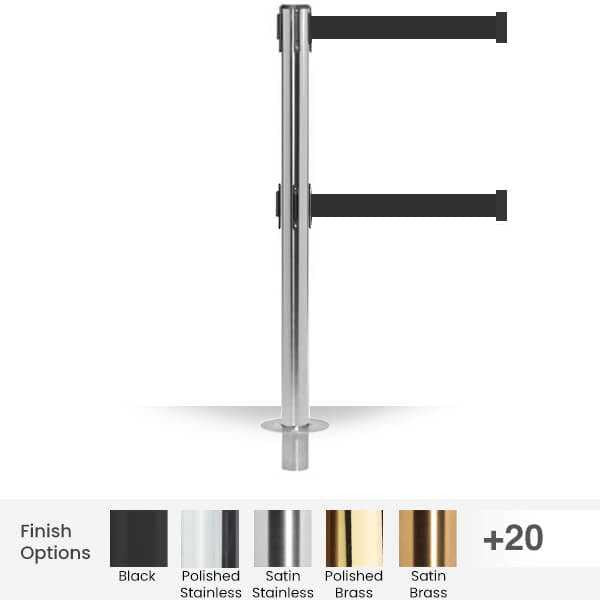 QueuePro 250 Removable Twin Belt Stanchion 11 Ft Retractable Belt | Removable Crowd Control Post Stanchions Epic Crowd Control