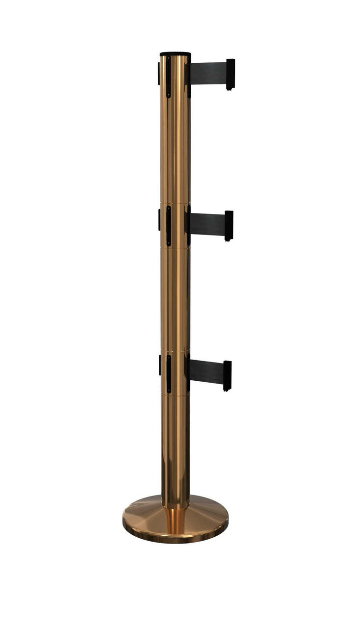 QueuePro Triple Retractable Belt Stanchions | Magnetic Base Stanchions Epic Crowd Control