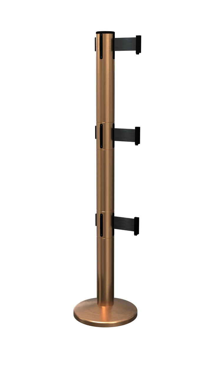 QueuePro Triple Retractable Belt Stanchions | Magnetic Base Stanchions Epic Crowd Control