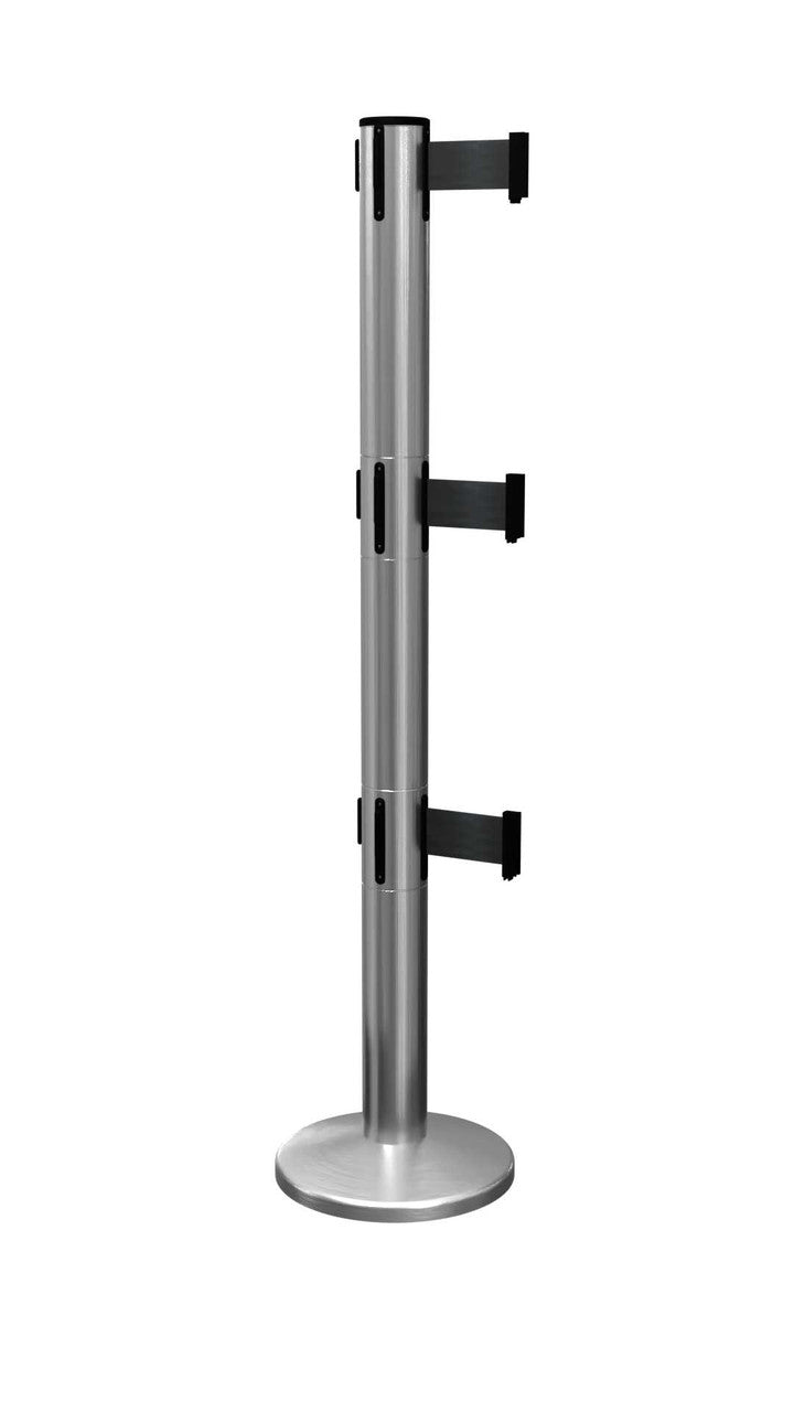 QueuePro Triple Retractable Belt Stanchions | Magnetic Base Stanchions Epic Crowd Control
