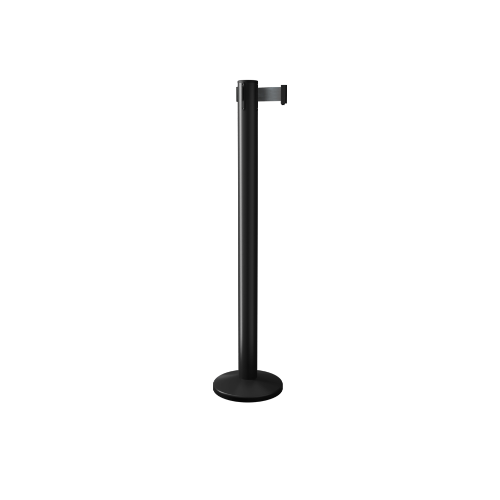 Black Queue Pro Retractable Stanchion 11 Ft Belt | Magnetic Base