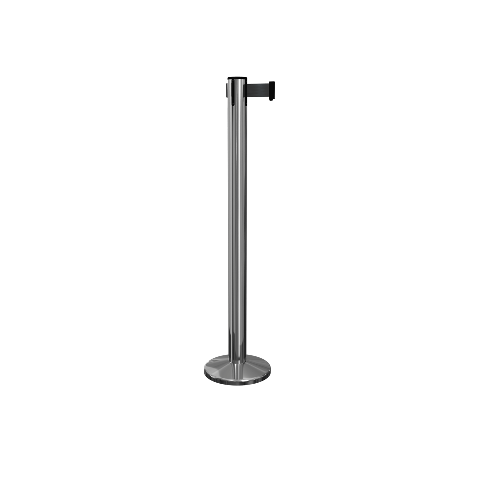 Polished Stainless Pro Retractable Stanchion 11 Ft Belt | Magnetic Base