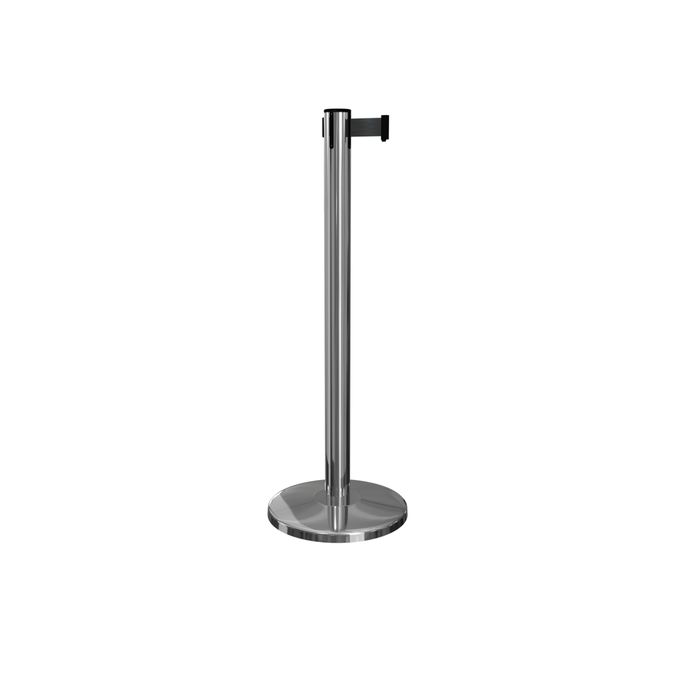 Queue Master Polished Stainless foot Belt Retractable Stanchion