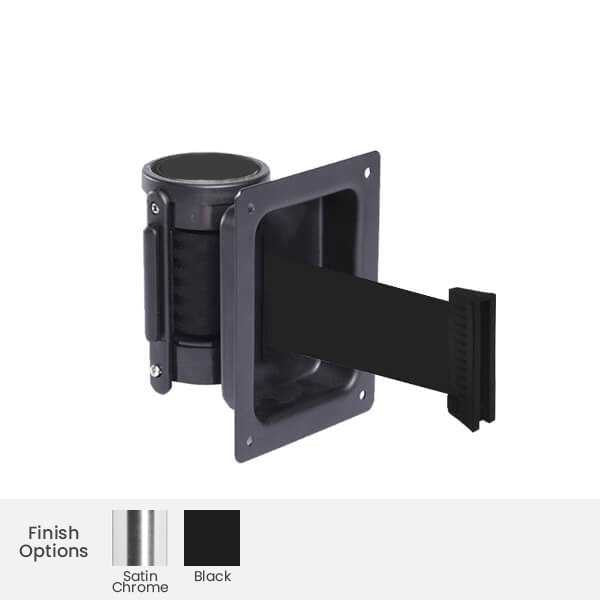 Recessed Wall Mount Retractable Belt Barrier Stanchion | 7.5 to 15 Foot Belts Wall Mount Belt Stanchions Epic Crowd Control