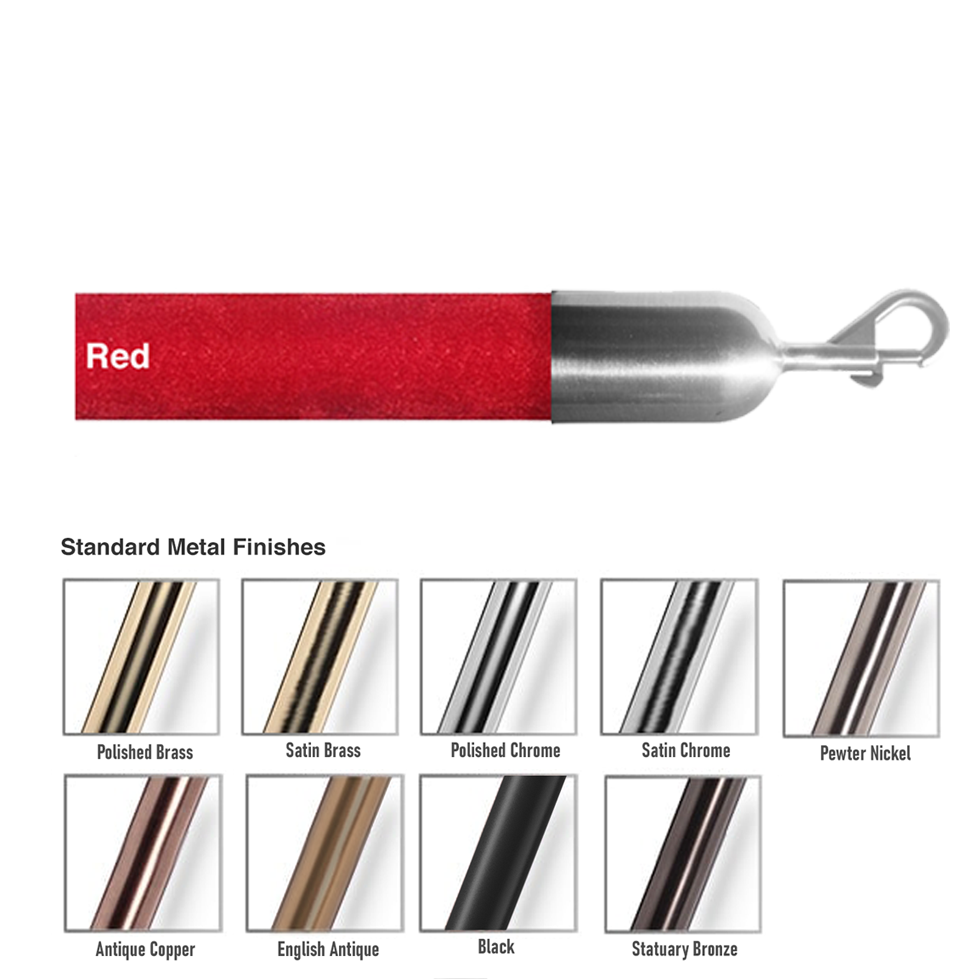 1.5" Velour Stanchion Ropes 10 Foot Long