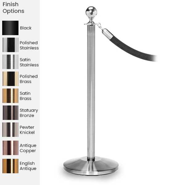 Rope Master Ball Top Rope Barrier Stanchion Post with Flat or Dome Base Stanchions Epic Crowd Control
