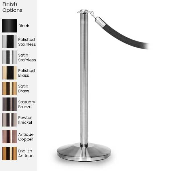 Rope Master Flat Top Rope Barrier Stanchion Post with Flat or Dome Base Stanchions