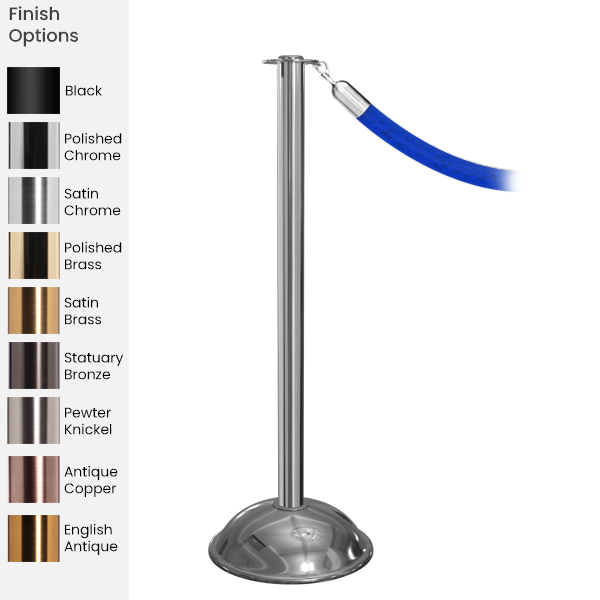 Retractable belt stanchion with color finish options on a white background