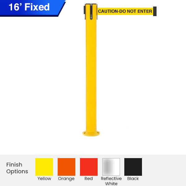 Safety Pro Fixed Base Retractable Belt Barrier Stanchion 11 / 13 / 16 Foot Belts Retractable Belt Barriers Epic Crowd Control