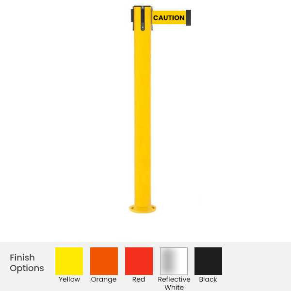 Safety Pro Fixed Base Retractable Belt Barrier Stanchion 11 / 13 / 16 Foot Belts Retractable Belt Barriers Epic Crowd Control