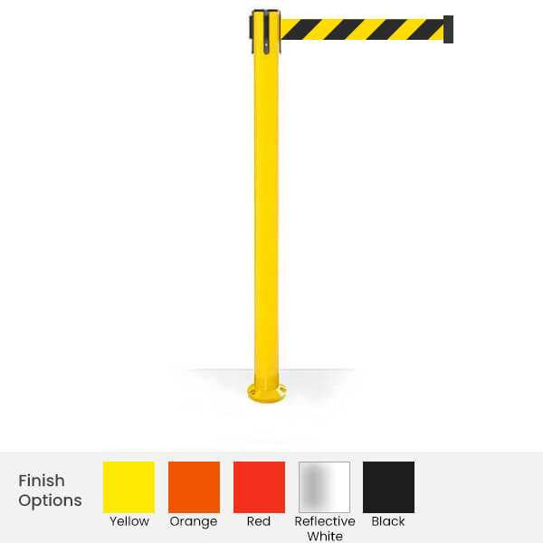 Safety Pro Fixed Base Retractable Belt Barrier Stanchion 11 / 13 / 16 Foot Belts Retractable Belt Barriers Epic Crowd Control