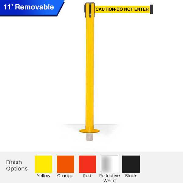 Safety Pro Removable Base Retractable Belt Barrier Stanchion 11 / 13 / 16 Foot Belts Retractable Belt Barriers Epic Crowd Control