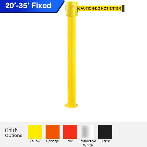 Safety Pro Retractable Belt Barrier Stanchions | Fixed Mount 20 / 25 / 30 / 35 Ft Belts Retractable Belt Barriers Epic Crowd Control