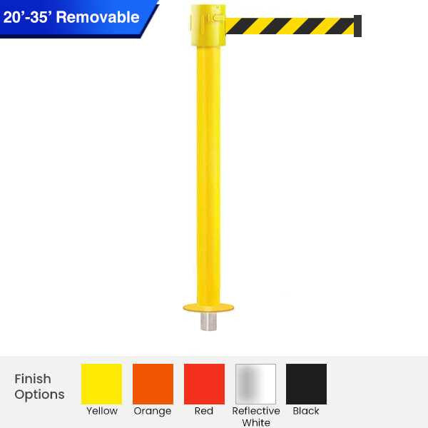 Safety Pro Retractable Belt Barrier Stanchions | Removable Mount 20 / 25 / 30 / 35 Ft Belts Retractable Belt Barriers Epic Crowd Control