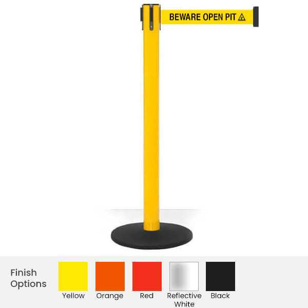 Safety Retractable Belt Barrier | 3" Wide Belt | 11 Foot Safety Pro Belt Stanchion Retractable Belt Barriers Epic Crowd Control