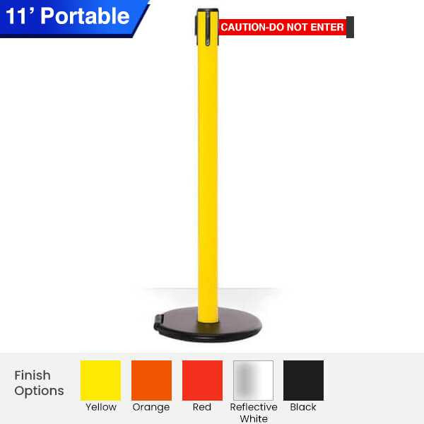Safety Retractable Belt Barrier | Roller Safety Pro 11 / 13 Ft Stanchion Belts Retractable Belt Barriers Epic Crowd Control