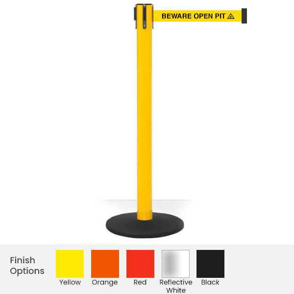 Safety Retractable Belt Barrier | Safety Pro 11 / 13 Ft Stanchion Belts Retractable Belt Barriers Epic Crowd Control