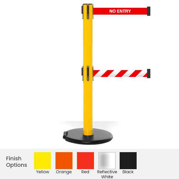 Safety Retractable Twin Belt Barrier | Roller Safety Pro 11 / 13 Ft Stanchion Belts Retractable Belt Barriers Epic Crowd Control