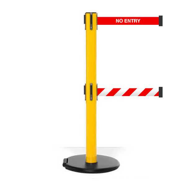Safety Retractable Twin Belt Barrier | Roller Safety Pro 11 / 13 Ft Stanchion Belts Retractable Belt Barriers Epic Crowd Control