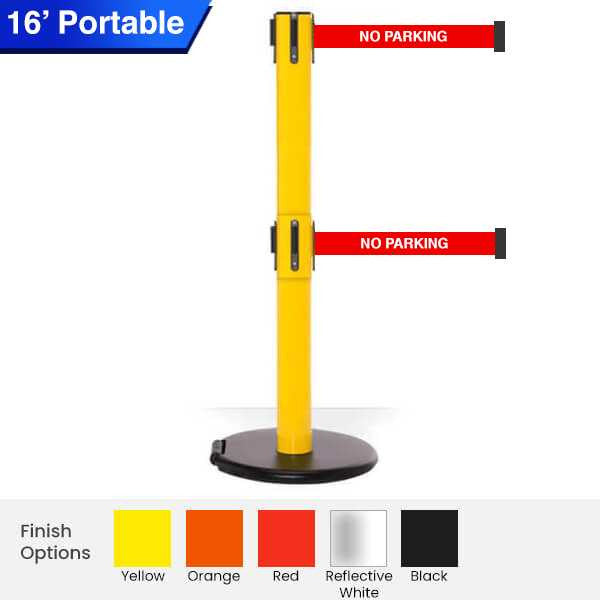 Safety Retractable Twin Belt Barrier | Roller Safety Pro 16 Ft Stanchion Belts Retractable Belt Barriers Epic Crowd Control