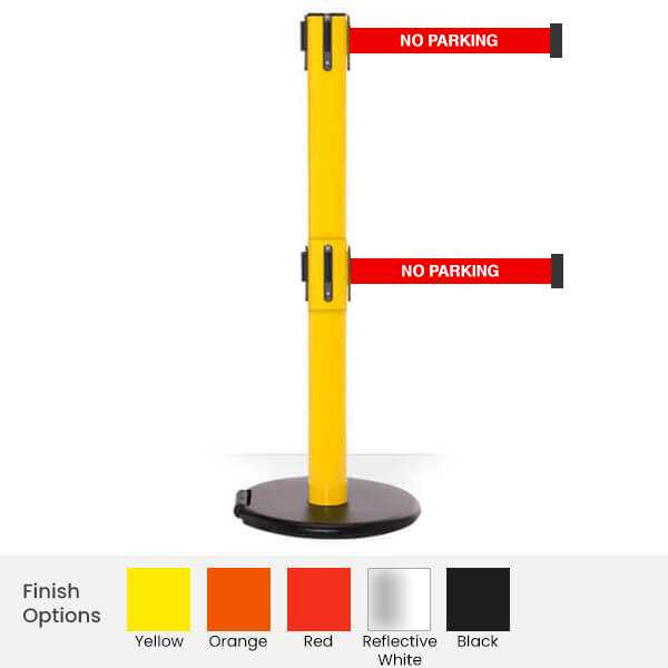Safety Retractable Twin Belt Barrier | Roller Safety Pro 16 Ft Stanchion Belts Retractable Belt Barriers Epic Crowd Control