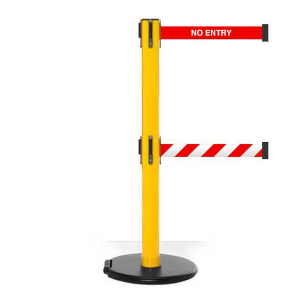 Safety Retractable Twin Belt Barrier | Roller Safety Pro 16 Ft Stanchion Belts Retractable Belt Barriers Epic Crowd Control