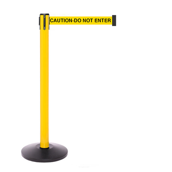 Yellow Retractable Belt Barrier Stanchion 10 / 11 / 13 Foot Belts