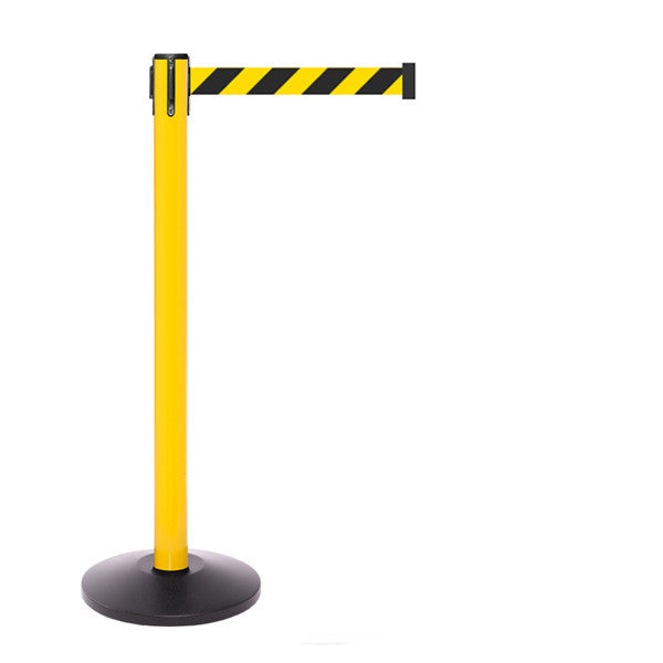 Yellow Retractable Belt Barrier Stanchion 10 / 11 / 13 Foot Belts
