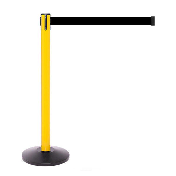 Yellow Retractable Belt Barrier Stanchion 10 / 11 / 13 Foot Belts