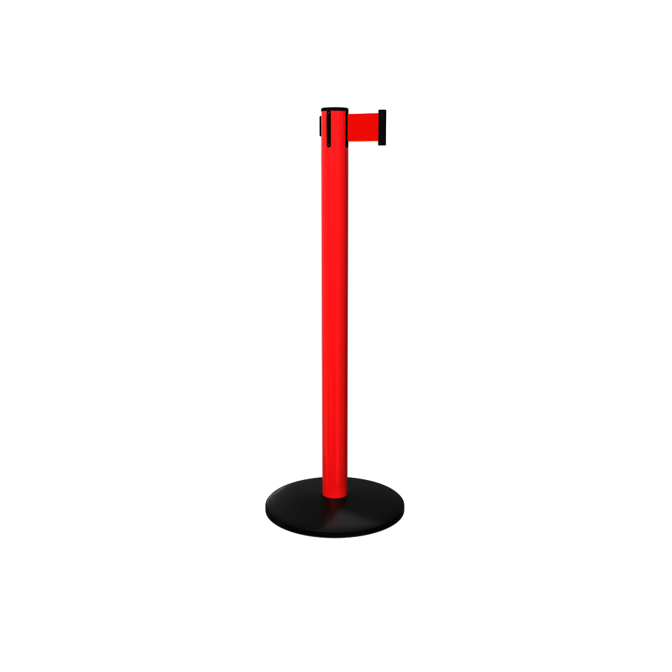 Red Pro Safety Retractable Belt Stanchion | Xtra 11 Ft Safety Barrier