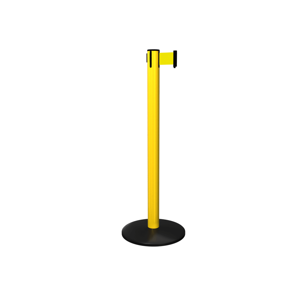 Yellow Pro Safety Retractable Belt Stanchion | Xtra 11 Ft Safety Barrier
