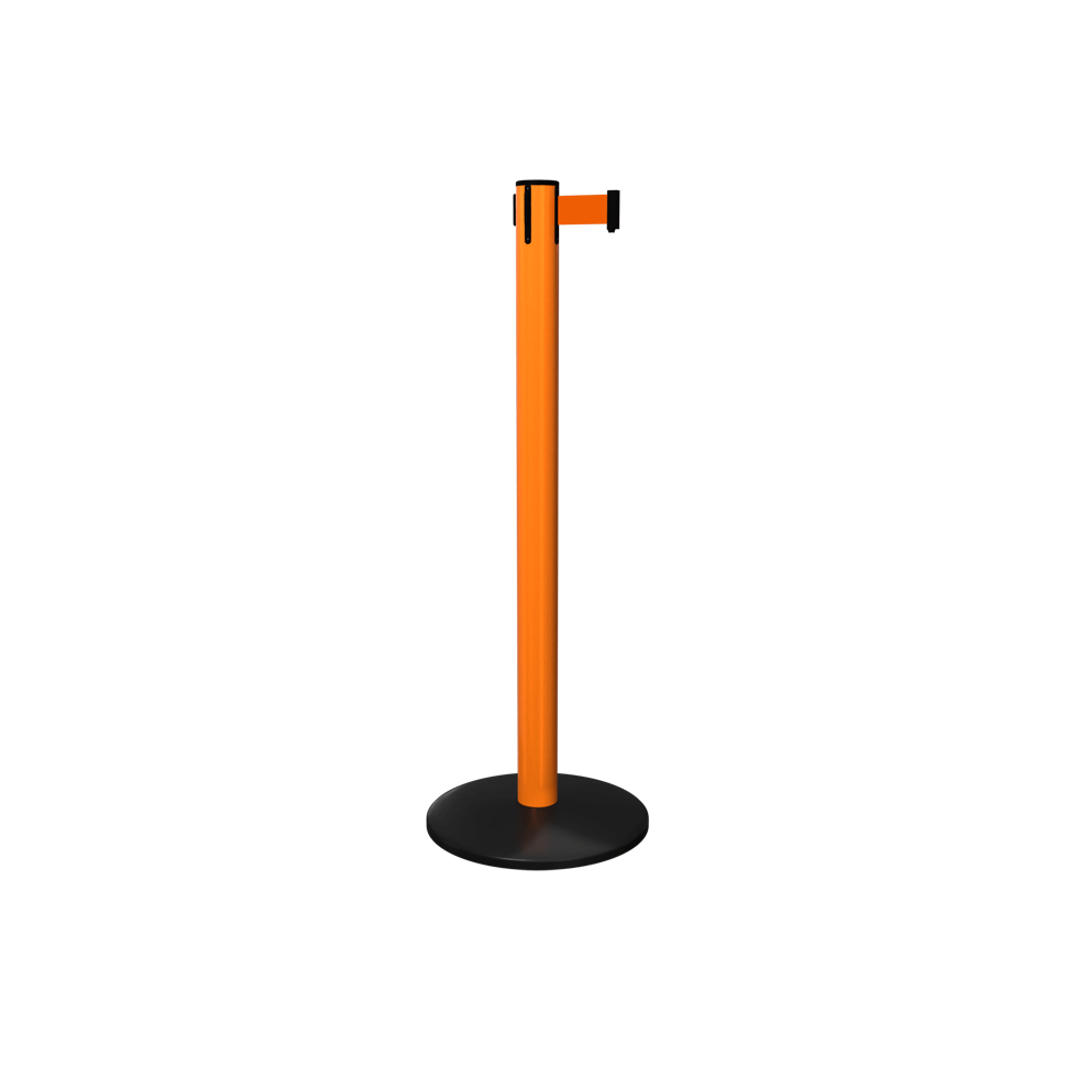 Orange Pro Safety Retractable Belt Stanchion | 13 Ft Safety Barrier