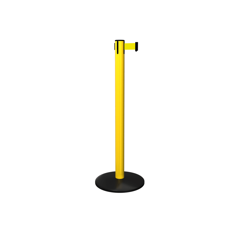 Yellow Pro Safety Retractable Belt Stanchion | 13 Ft Safety Barrier