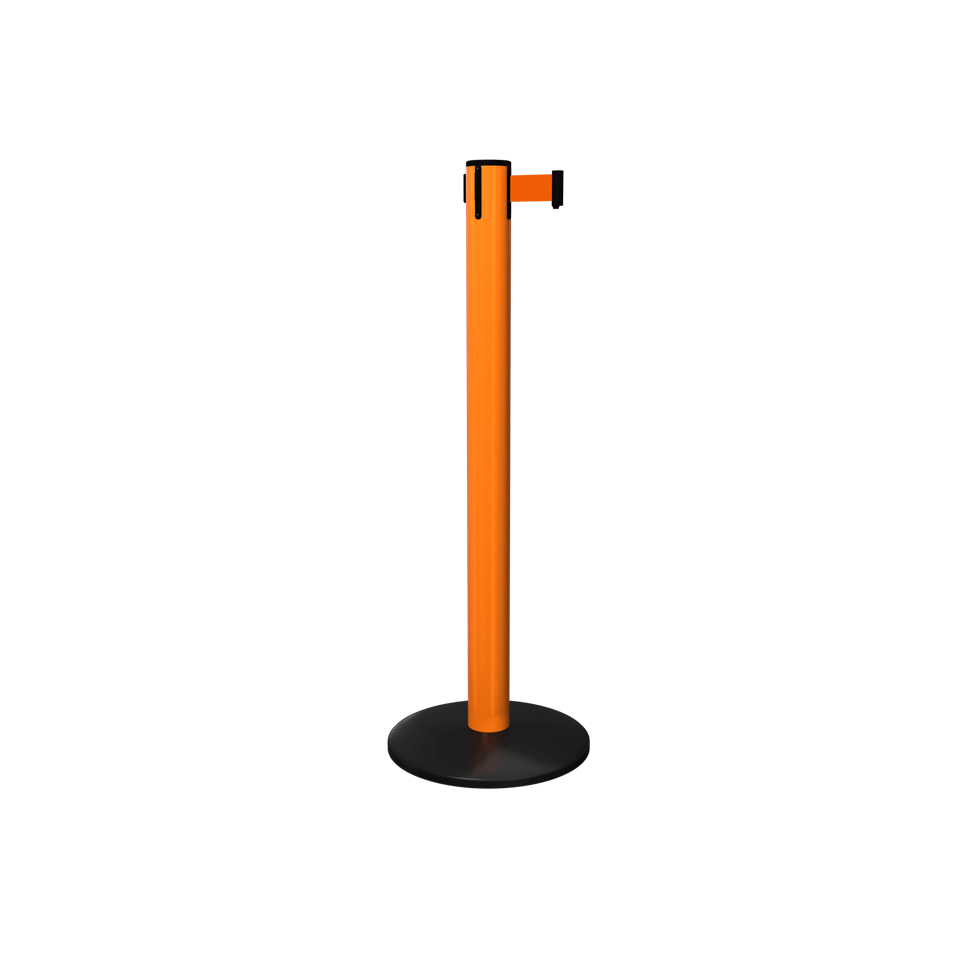 Orange Pro Safety Retractable Belt Stanchion | 16 Ft Safety Barrier