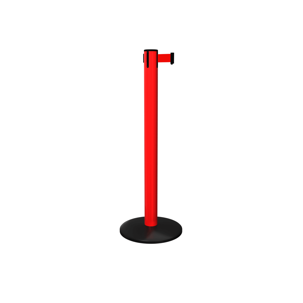 Red Pro Safety Retractable Belt Stanchion | 16 Ft Safety Barrier