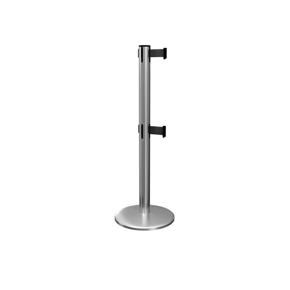 Satin Stainless Pro Twin Retractable Belt Barrier ADA Stanchions Epic Crowd Control